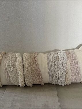 Anthropologie Cream Textured Lumbar Pillow